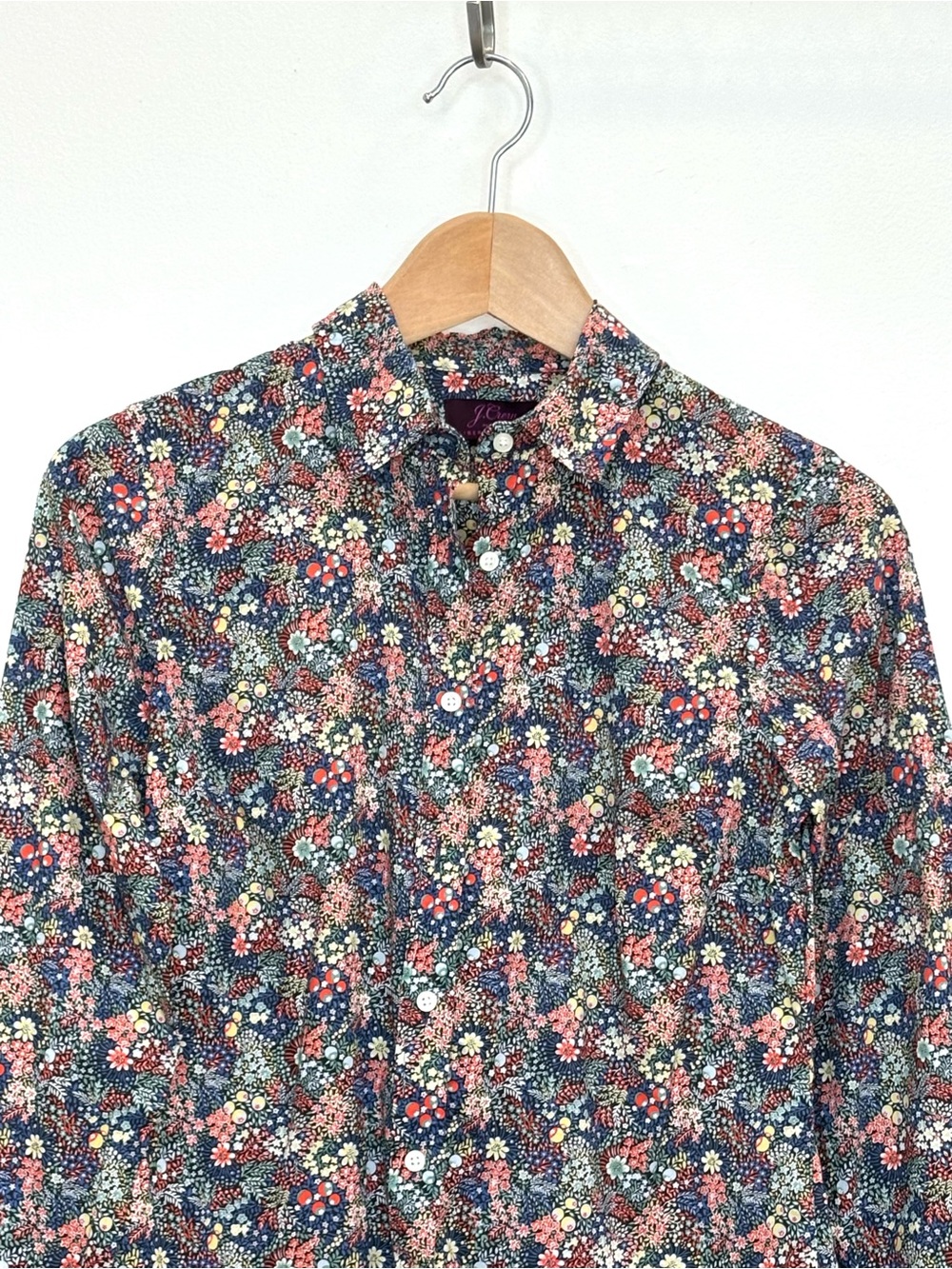 J. Crew Liberty London Perfect Shirt Elderberry Floral Size 2 Cottagecore Preppy - Picture 6 of 15